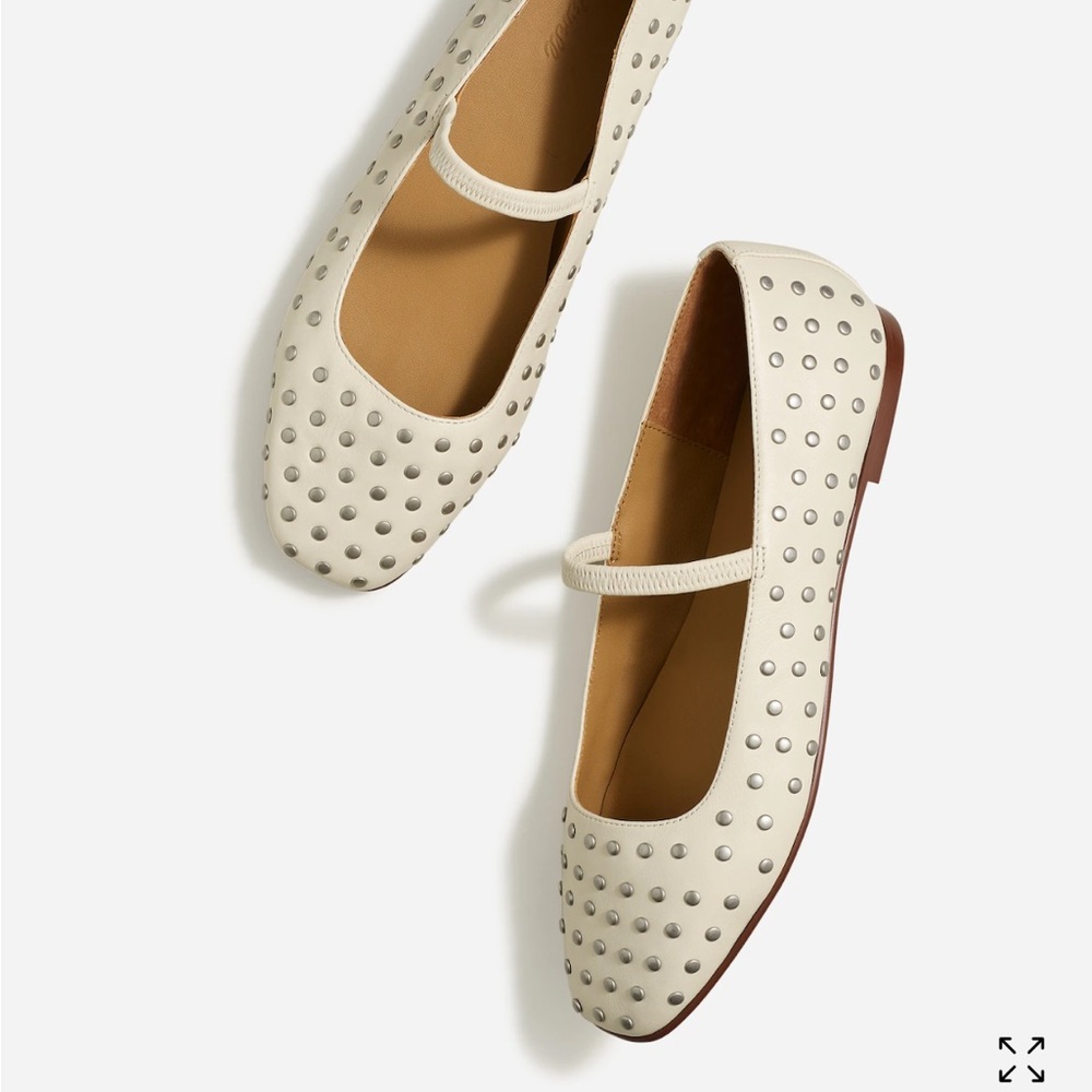 Madewell Cream Studded Flats 8.5